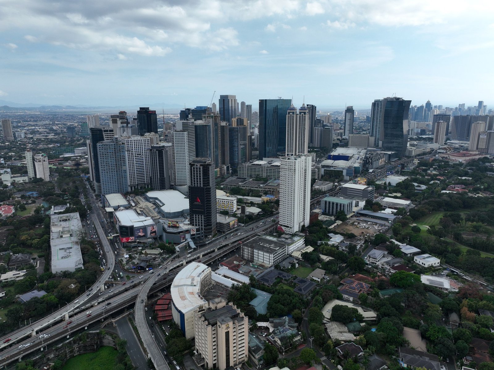 An aerial view of Ortigas Center and Robinsons Galleria